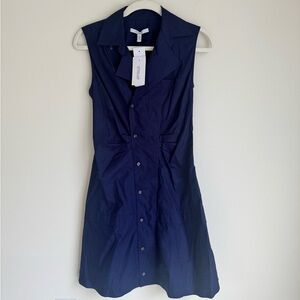 Derek Lam 10 Crosby Navy Sleeveless Shirt Dress – Size 2 – NWT Collared Button